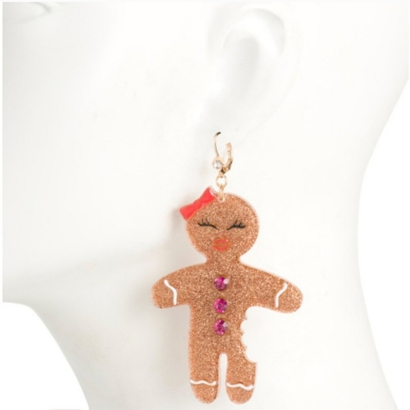 🔹️Betsey Johnson🔹️ Glitter Gingerbread Earrings - Picture 3 of 3